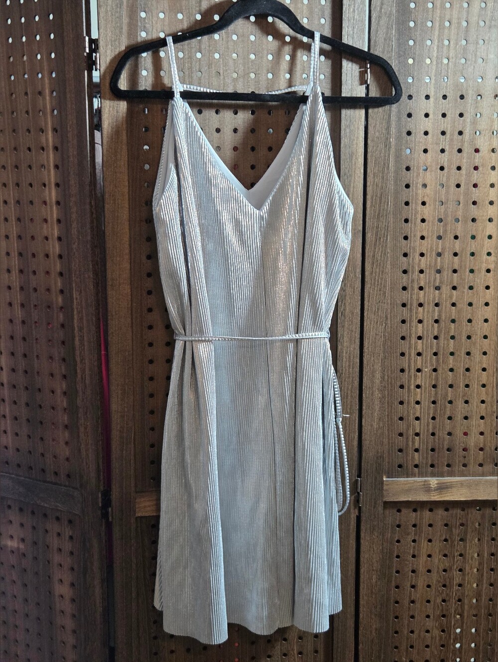 Twelve by Twelve silver plissé pleated mini dress